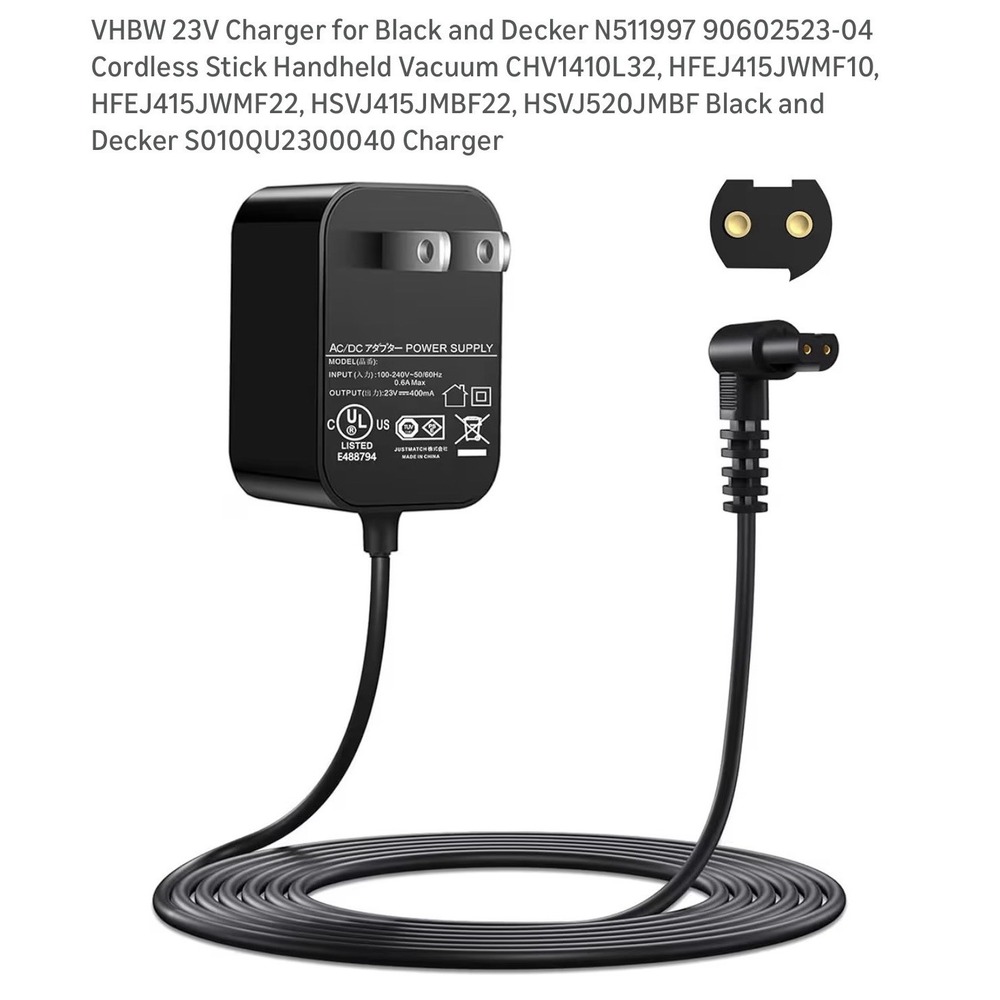 23V Charger for Black+Decker CHV1410L32 HFEJ415JWMF HSVJ520JMBF Vacuum Charger